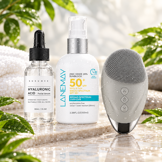 Hydrate & Glow Set dewy spa background
